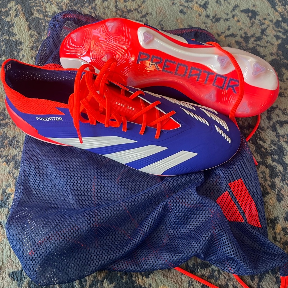 Adidas Predator Hybrid Touch 2.0 Soccer Cleats - Blue/Purple and Red